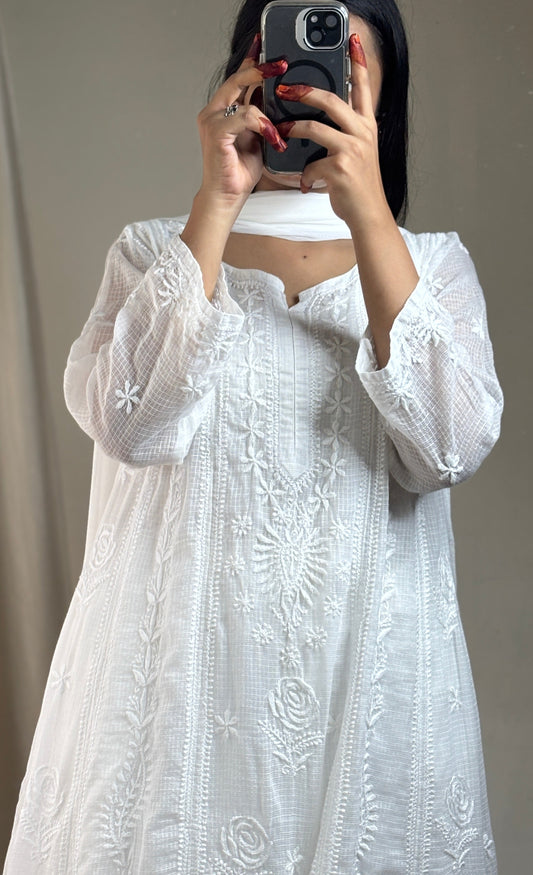 Vaaya – Pure Kota Doria Anarkali | Handcrafted Chikankari Elegance