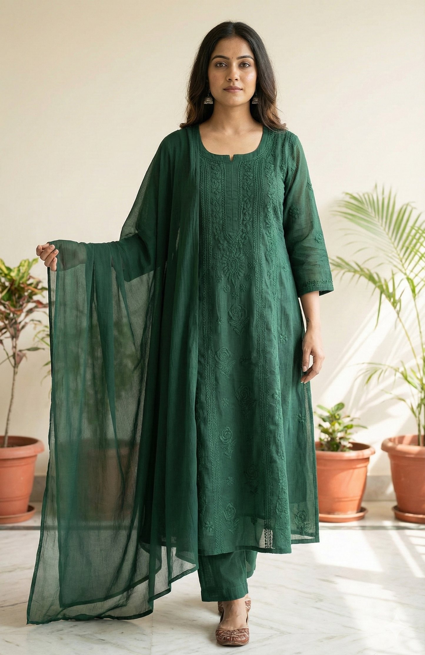 Vaaya – Pure Kota Doria Anarkali | Handcrafted Chikankari Elegance