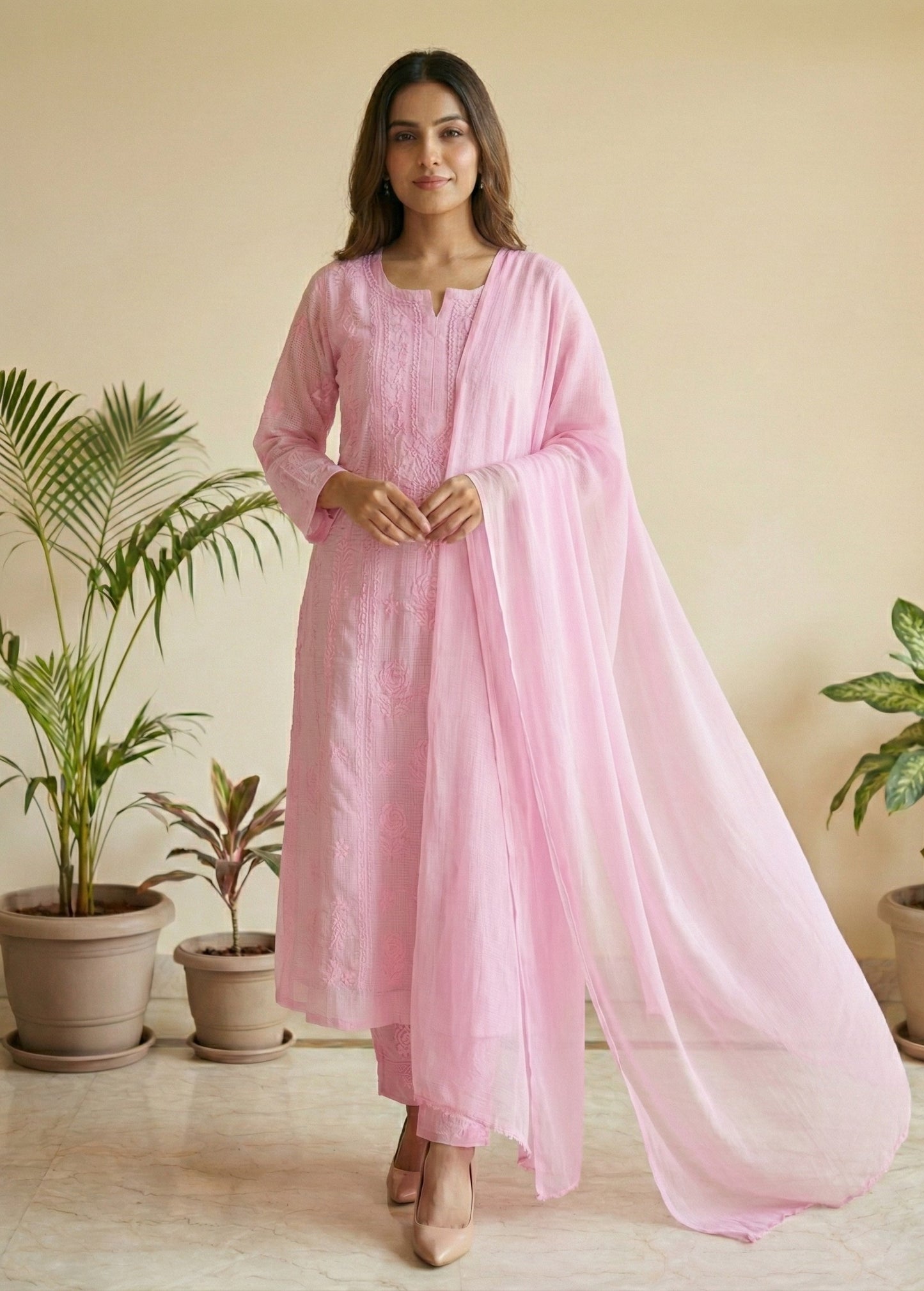 Vaaya – Pure Kota Doria Anarkali | Handcrafted Chikankari Elegance