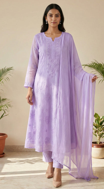 Vaaya – Pure Kota Doria Anarkali | Handcrafted Chikankari Elegance