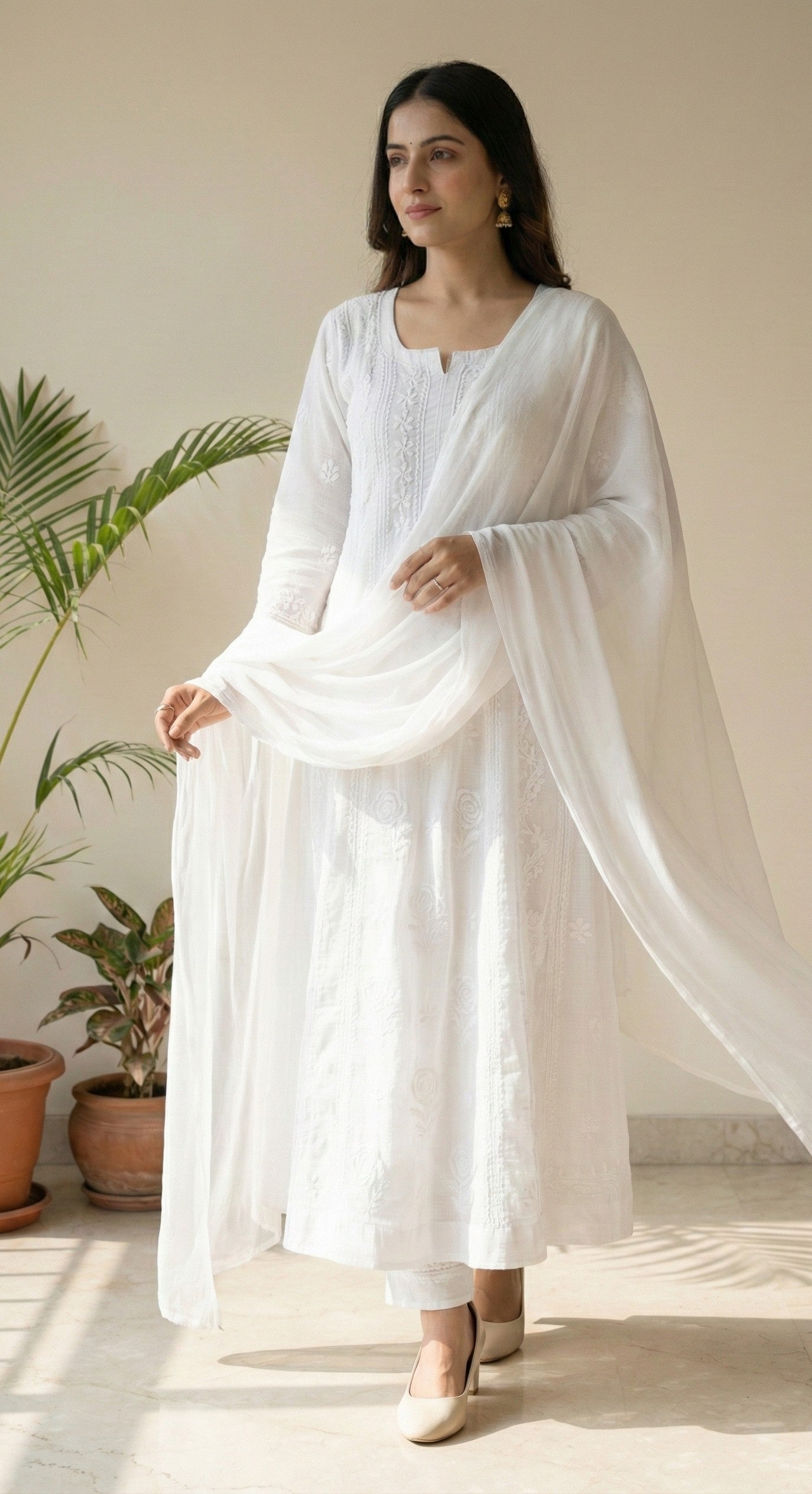 Vaaya – Pure Kota Doria Anarkali | Handcrafted Chikankari Elegance