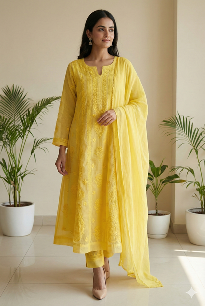 Vaaya – Pure Kota Doria Anarkali | Handcrafted Chikankari Elegance