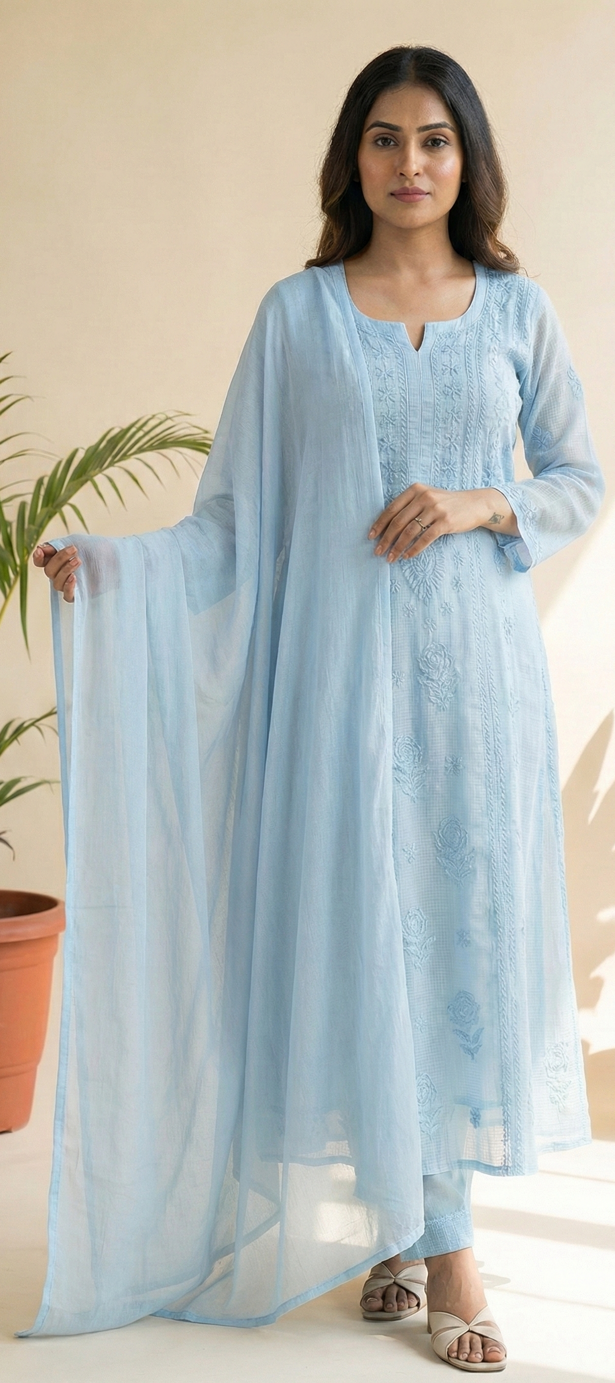 Vaaya – Pure Kota Doria Anarkali | Handcrafted Chikankari Elegance