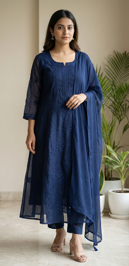 Vaaya – Pure Kota Doria Anarkali | Handcrafted Chikankari Elegance