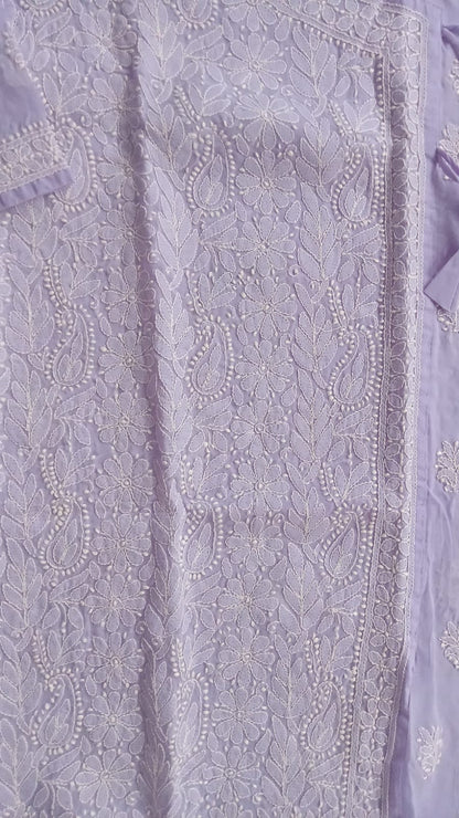 Noor – Pure Voile Angarkha Kurta with Handcrafted Bakhiya Chikankari