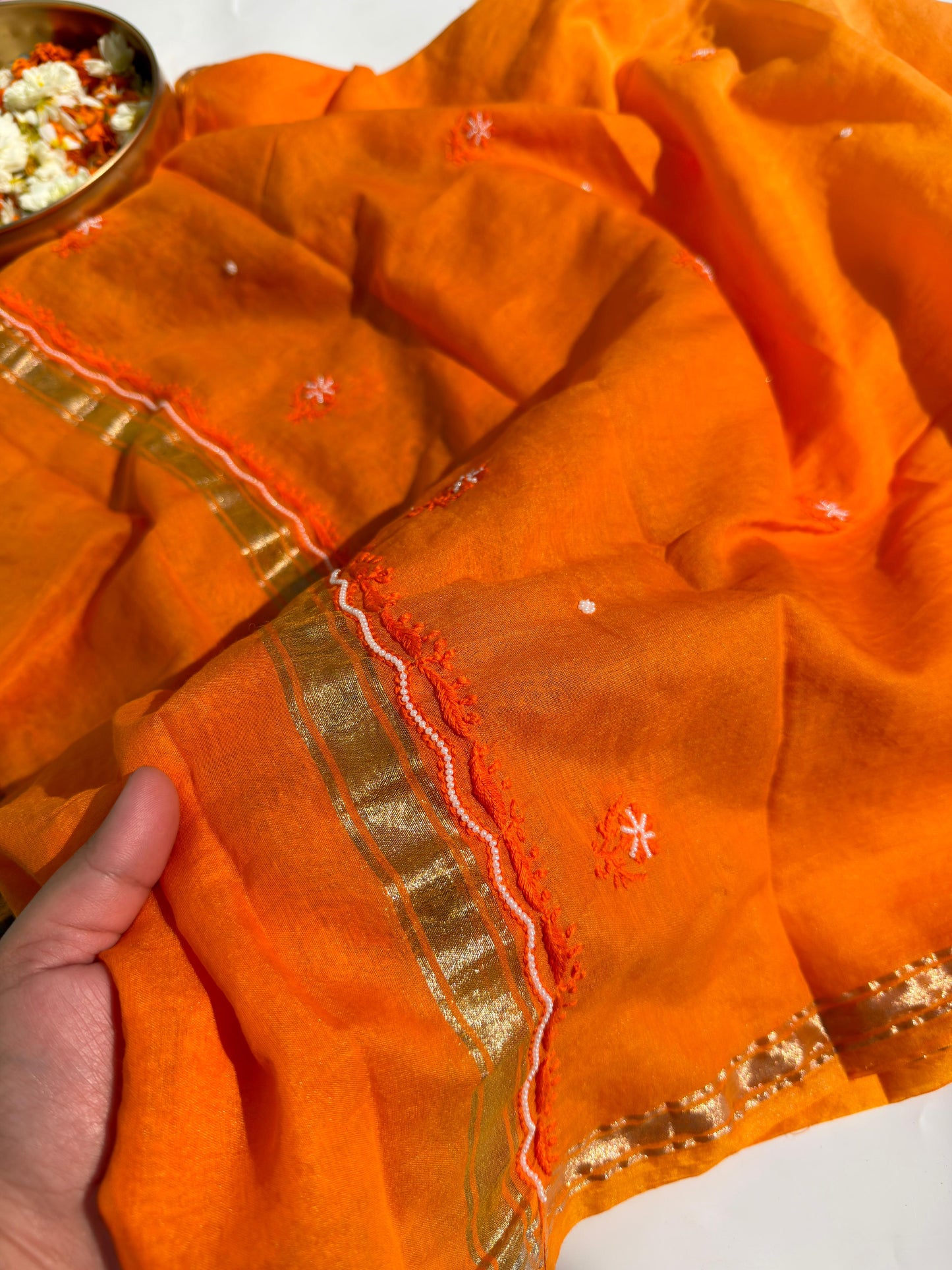 Pure mul chanderi Pearl Cutdana Range
